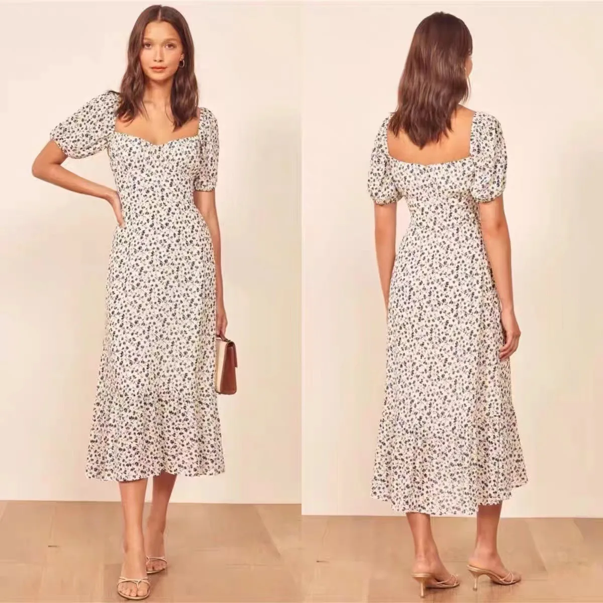 Floral Print Square Neck Puff Sleeve Short Sleeve Dresses 2024 Summer Dress for Women
Floral Print Square Neck Puff Sleeve Short Sleeve Dresses 2024 Summer Dress for Women