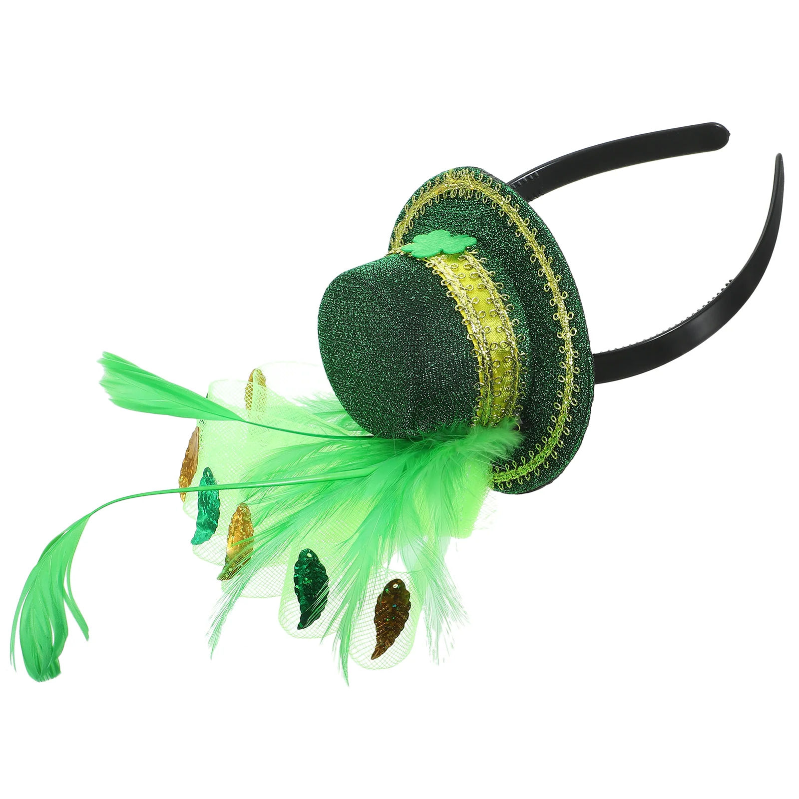 

St Patricks Day Headbands Green Shamrock Top Hat Headband St Patrick Day Feathered Hair Hoop Hair Accessory Irish Hairband