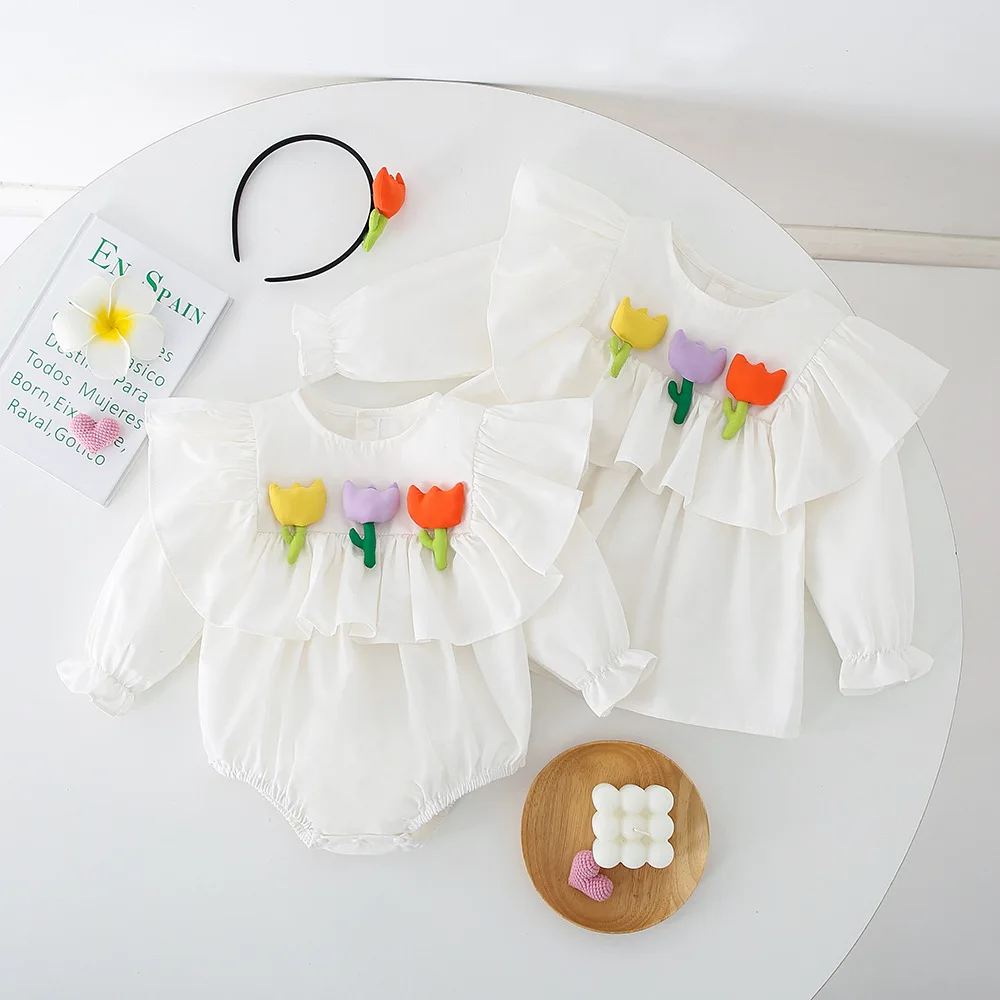 2023 Autumn Baby Girls Sister Look Rompers Cotton Long Sleeve Ruffle Newborn Girls Bodysuit Flower Sticker Toddler Girl Dress
2023 Autumn Baby Girls Sister Look Rompers Cotton Long Sleeve Ruffle Newborn Girls Bodysuit Flower Sticker Toddler Girl Dress