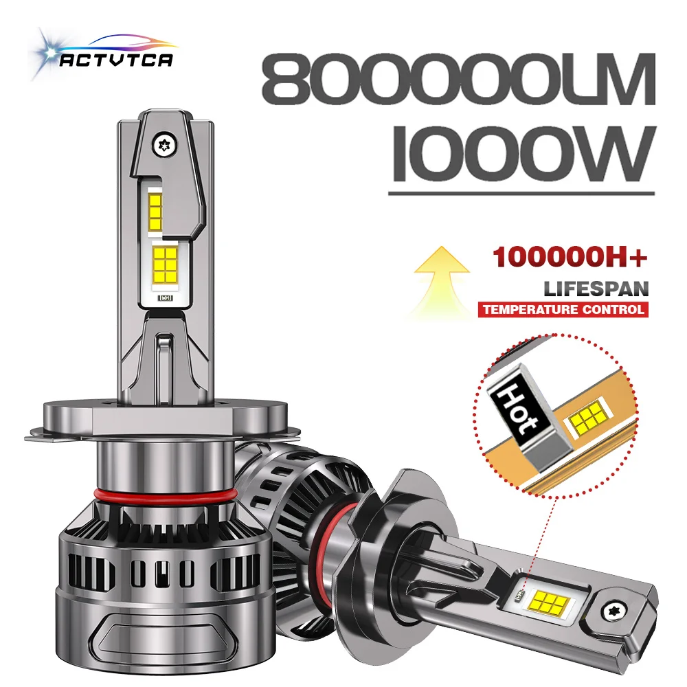 

ACTVTCA 1000W 800000LM H7 H4 LED Headlights H8 H9 H11 Auto Bulbs 9005 HB3 9006 HB4 9012 H1 LED Headlamps 6000K LED Car Lights