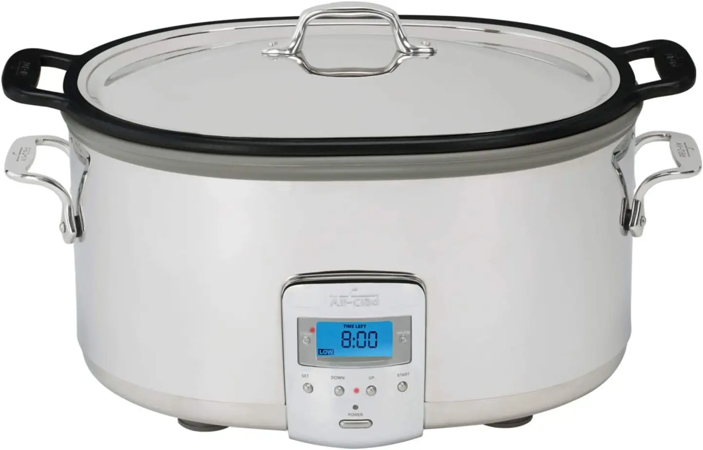 

All-Clad Stainless Steel Electric Slow Cooker 7 Quart, Aluminum Insert, Programmable LCD Screen Digital Timer, SD700350, Silver