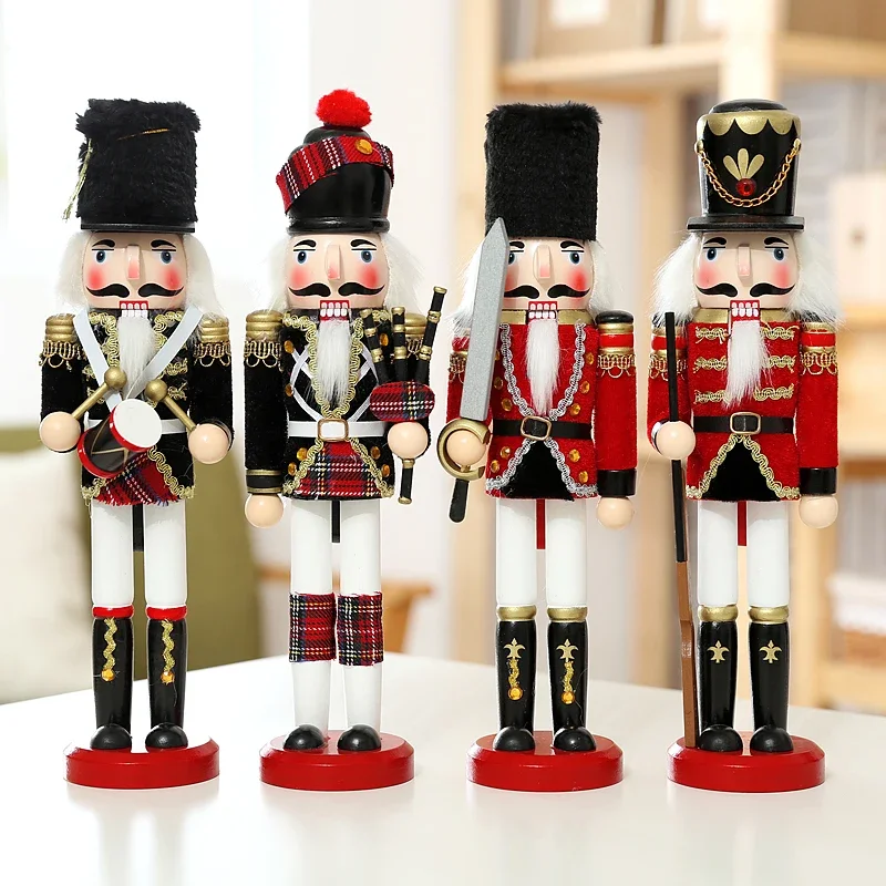 

Free Shipping Creative Doll Puppets 30cm England Sentiment Children Christmas Gift Nutcracker Soldiers Wood Puppet 4 pcs/lot