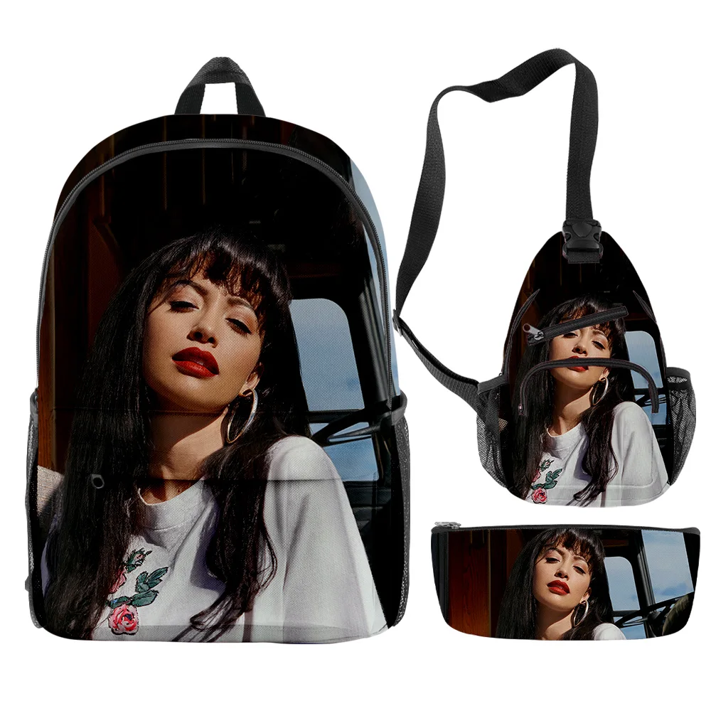 

Popular Funny Selena Quintanilla Singer 3D Print 3pcs/Set pupil School Bags Trendy Travel Laptop Backpack Chest Bag Pencil Case