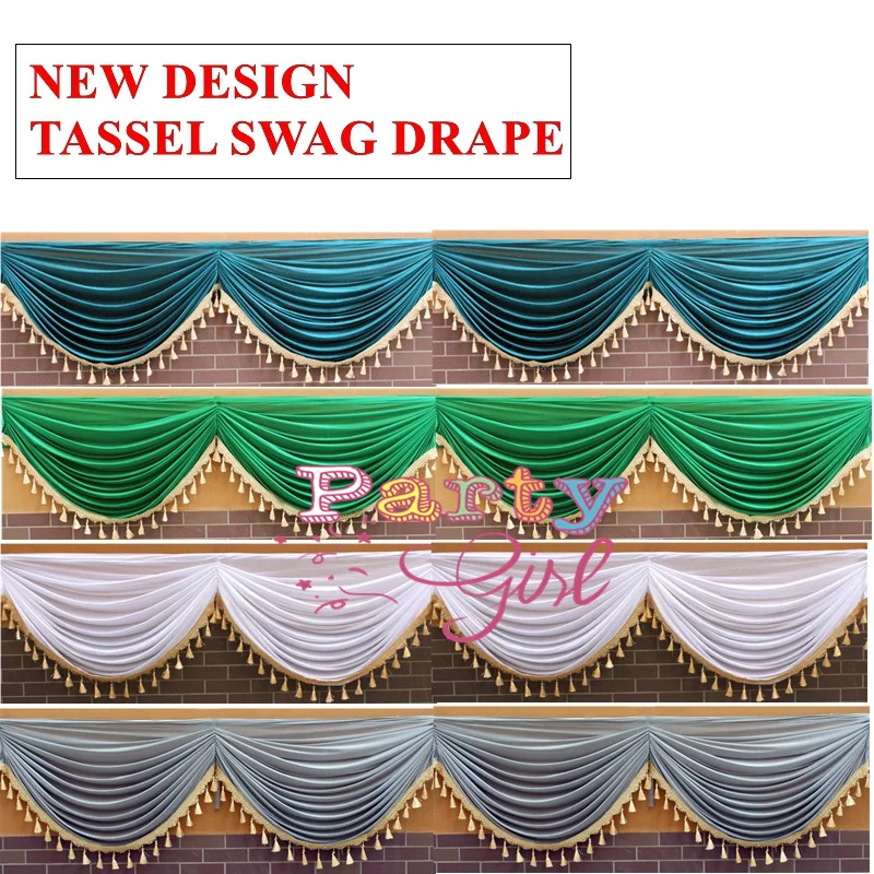 

Ice Silk Swag Drape Valance Include Tassel For Backdrop Curtain Wedding Stage Background Event Party Decoration