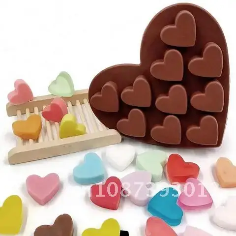 

Silicone Material Heart Shape Chocolate Molds Ice Tray Baking Tools Diy Biscuit Fondant Epoxy Pastry Candy Mold