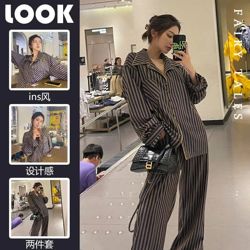 Autumn Women Pajamas Set Cotton Nightwear Long Sleeved Loungewear Sleepwear Sleep Clothing Shirt Stripes Grain Nighties Suit
Autumn Women Pajamas Set Cotton Nightwear Long Sleeved Loungewear Sleepwear Sleep Clothing Shirt Stripes Grain Nighties Suit
