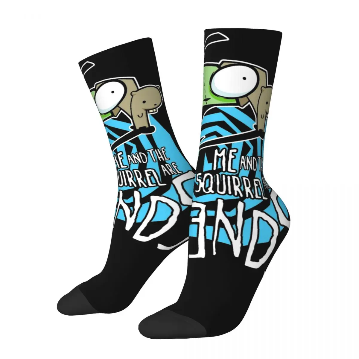 

Men Women Invaders Zims GIR Me And The Squirrel Are Friends Socks Cute Happy Socks High Quality Accessories Middle Tube Socks