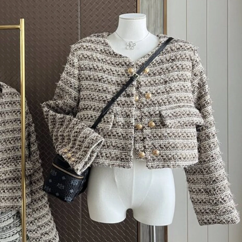 Women's Elegant Long Sleeve O Neck Jacket Spring Autumn High Street French Tweed Double Breasted Outwear Lady Office Jacket Top
Women's Elegant Long Sleeve O Neck Jacket Spring Autumn High Street French Tweed Double Breasted Outwear Lady Office Jacket Top