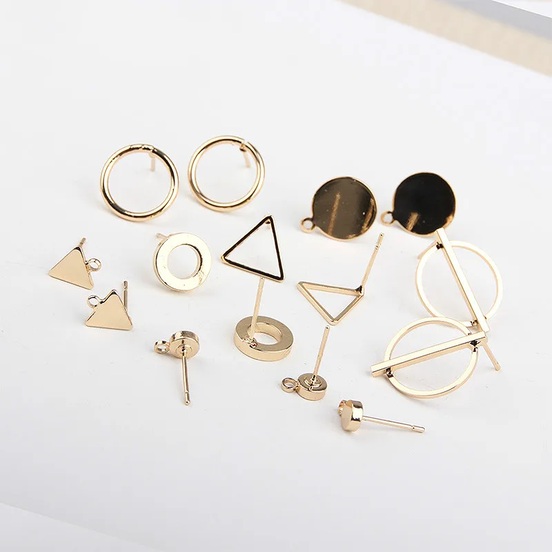 

DIY Manual Korean Version Temperament Long Earrings Material Package Fashion Simple Triangle Thick Circular Earrings Accessories