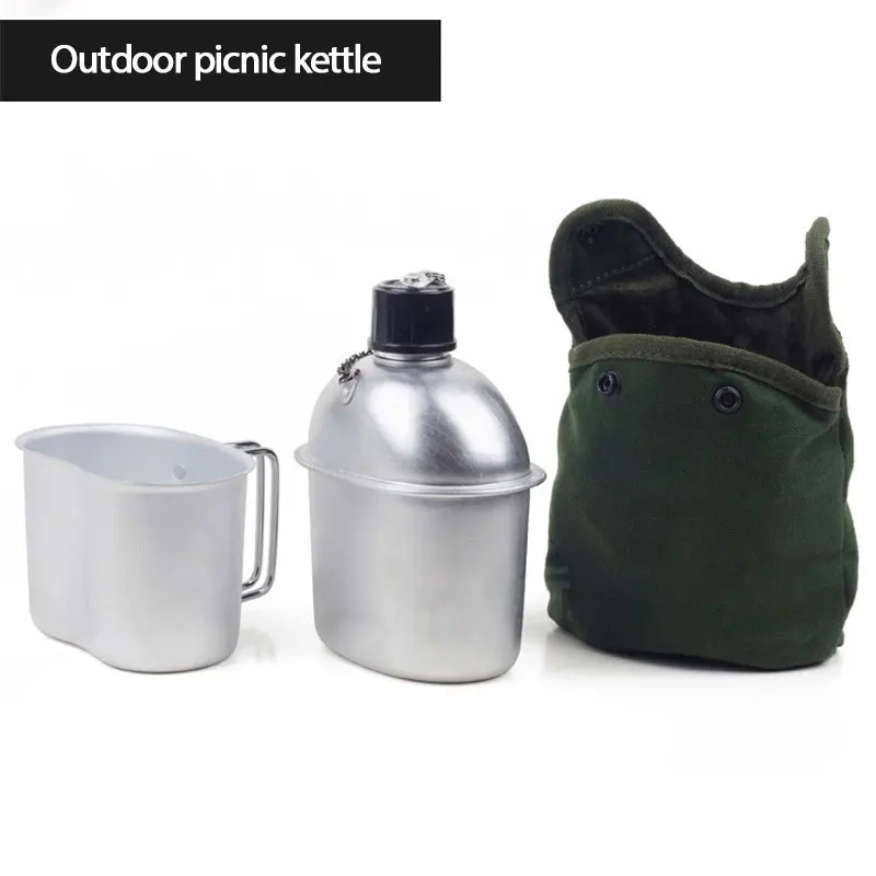

1l Military Canteen Field Military Kettle Camping Outdoor Bottle Kettle Lunch Army Water Cover Box Tableware Survival Nylon A4i1