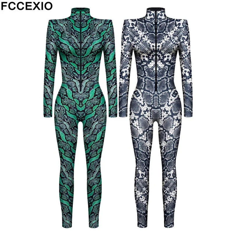 FCCEXIO Thriller Snake Skin Rompers 3D Print Cosplay Costume Sexy Jumpsuit Bodysuit Adult Carnival Halloween Party monos mujer
FCCEXIO Thriller Snake Skin Rompers 3D Print Cosplay Costume Sexy Jumpsuit Bodysuit Adult Carnival Halloween Party monos mujer