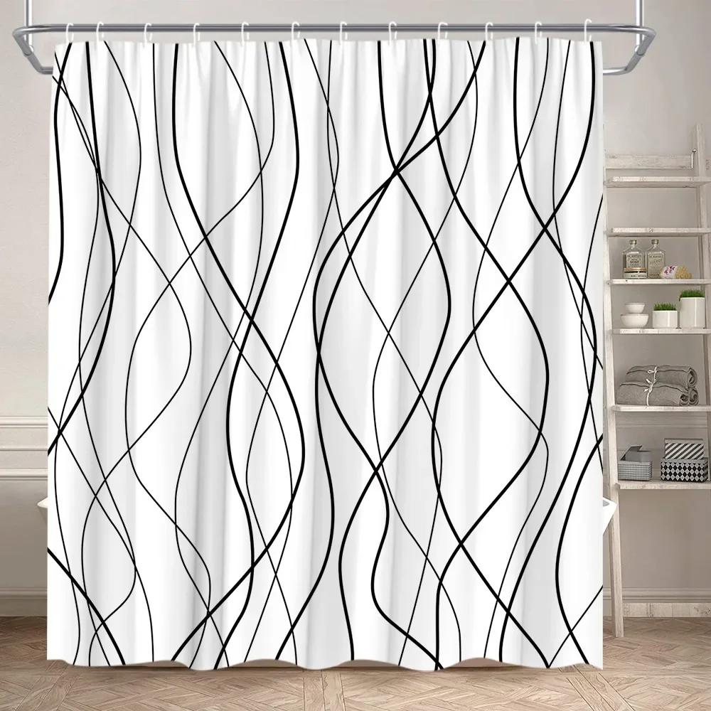 Geometric Shower Curtain, Modern Stripe Curve Minimalist Colorful Print Abstract Creative Polyester Fabric Bathroom Decoration
Geometric Shower Curtain, Modern Stripe Curve Minimalist Colorful Print Abstract Creative Polyester Fabric Bathroom Decoration