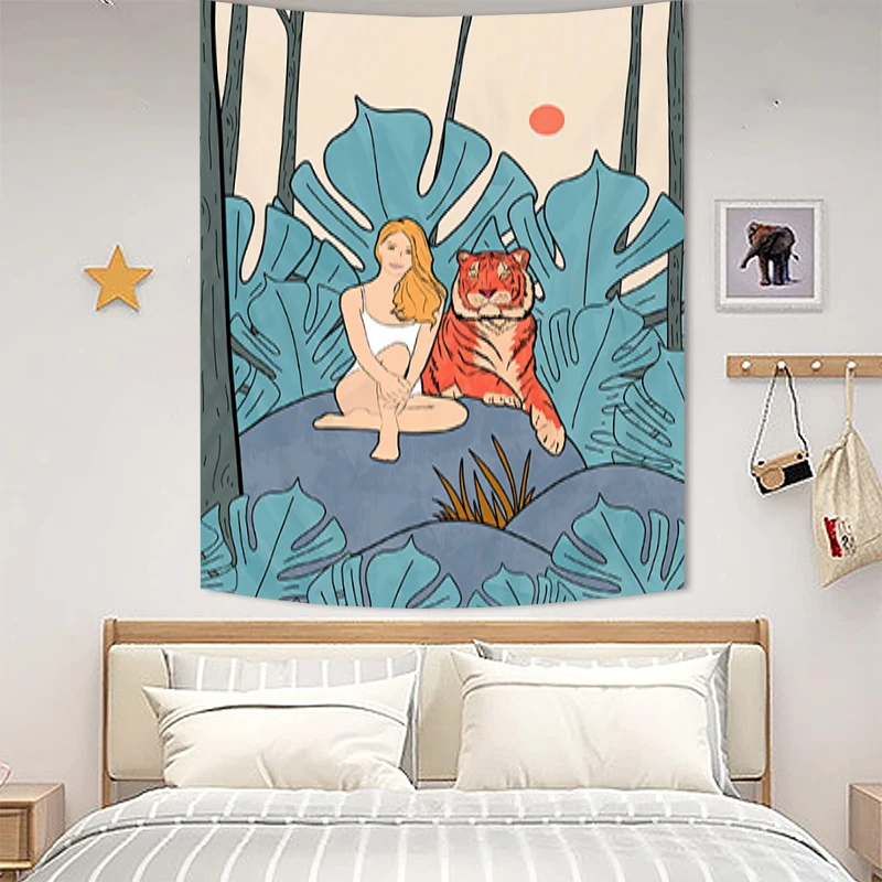 Tapestry on the Wall Art Tiger and Girl Bedroom Decoration Room Decors Aesthetic Tapries Tapestries Decor Home Fabric Hanging
Tapestry on the Wall Art Tiger and Girl Bedroom Decoration Room Decors Aesthetic Tapries Tapestries Decor Home Fabric Hanging