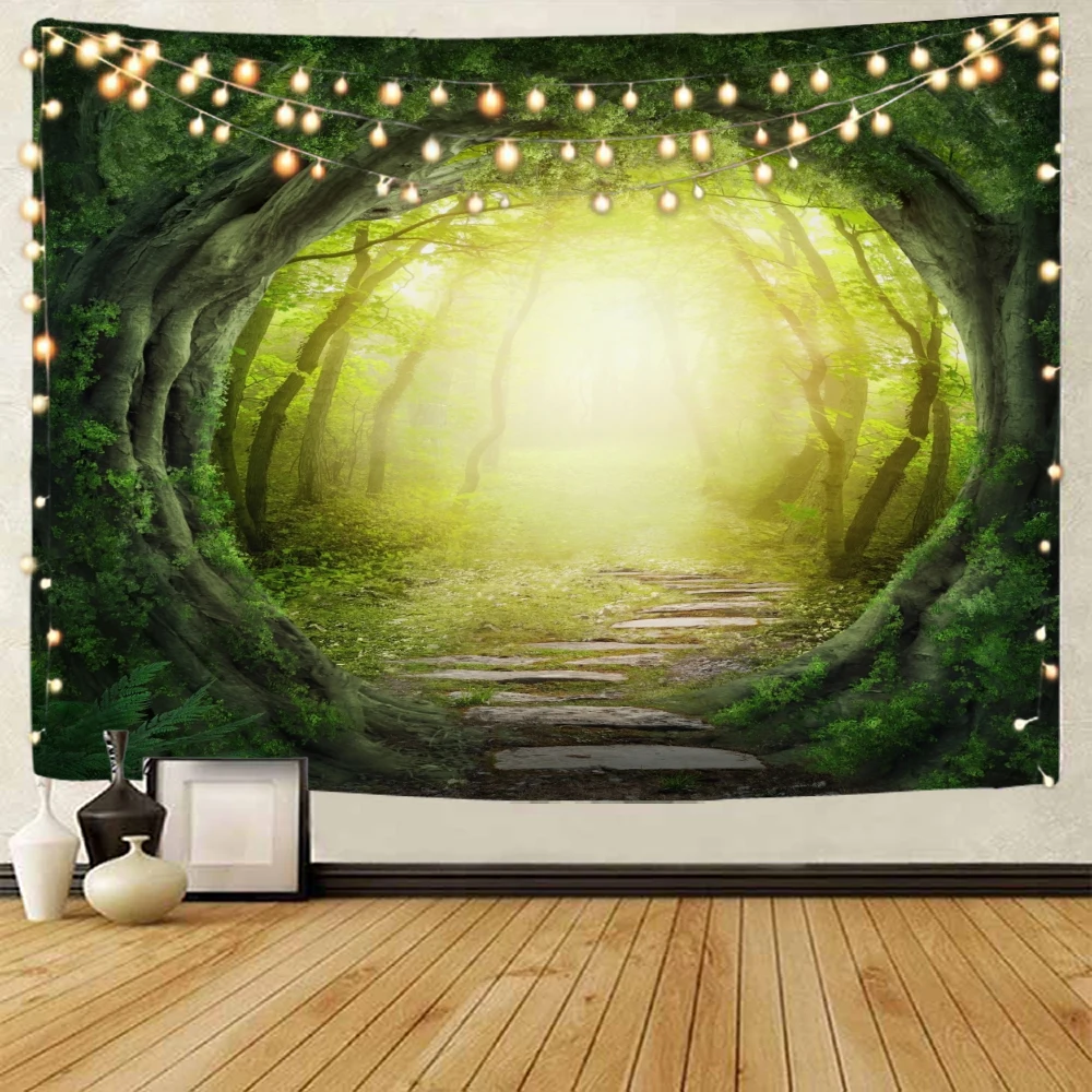 

Fantasy Forest Background Decorative Tapestry Sunshine Wall Hanging Bedroom Room Aesthetics Home Decoration