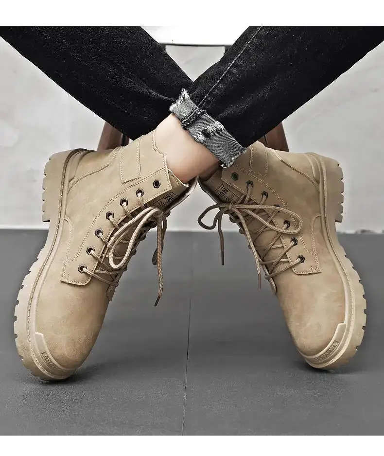 Men's Autumn Winter High Top Leather Work Boot Thick Sole Non Slip Free Shipping Waterproof Lace Up Leather Boot Motorcycle Boot
Men's Autumn Winter High Top Leather Work Boot Thick Sole Non Slip Free Shipping Waterproof Lace Up Leather Boot Motorcycle Boot