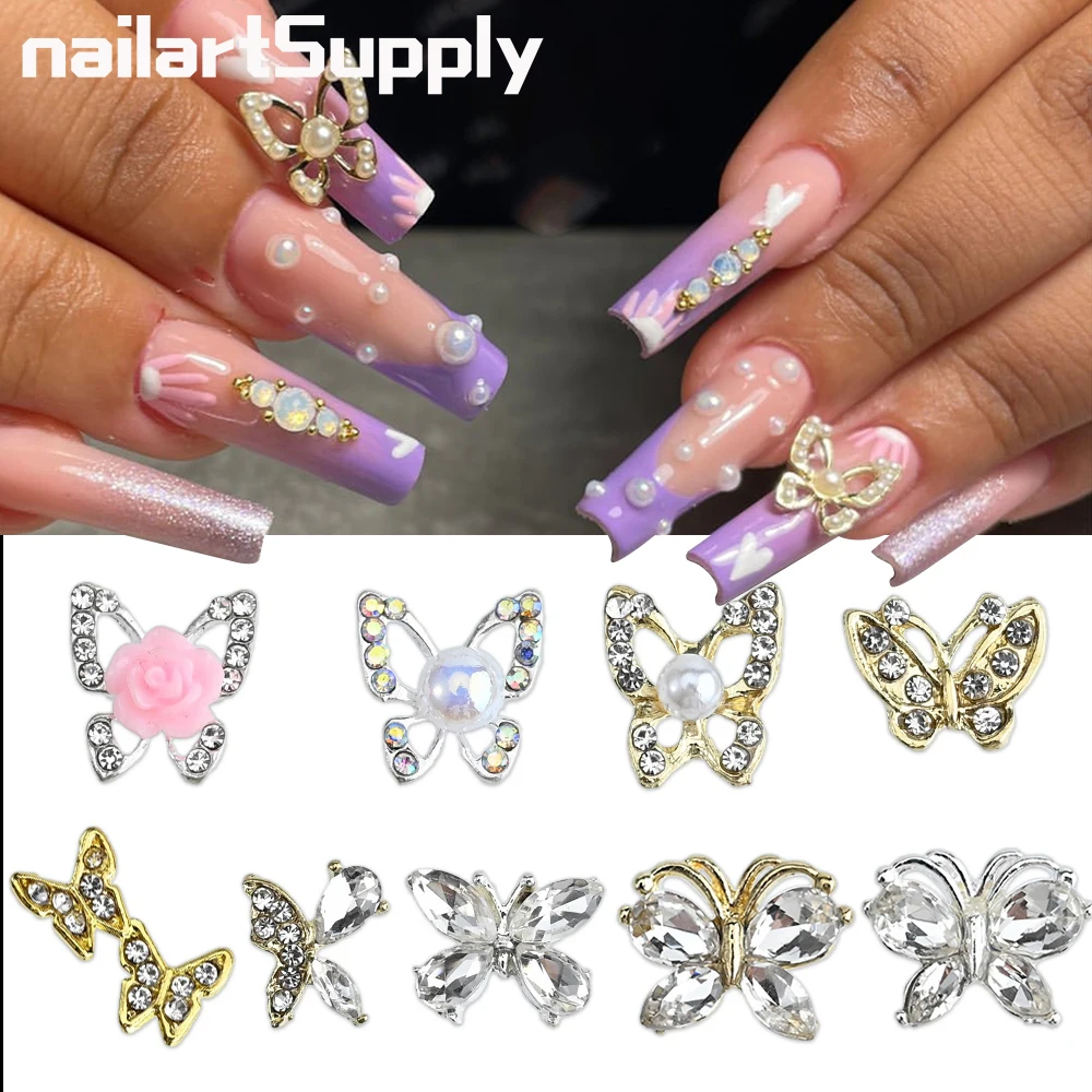 10Pcs Crystal Butterfly Nail Jewelry Gold/Silver 3D Solid Cat Eye Stone Alloy Butterflies DIY Nail Art Decorations Accessories
10Pcs Crystal Butterfly Nail Jewelry Gold/Silver 3D Solid Cat Eye Stone Alloy Butterflies DIY Nail Art Decorations Accessories