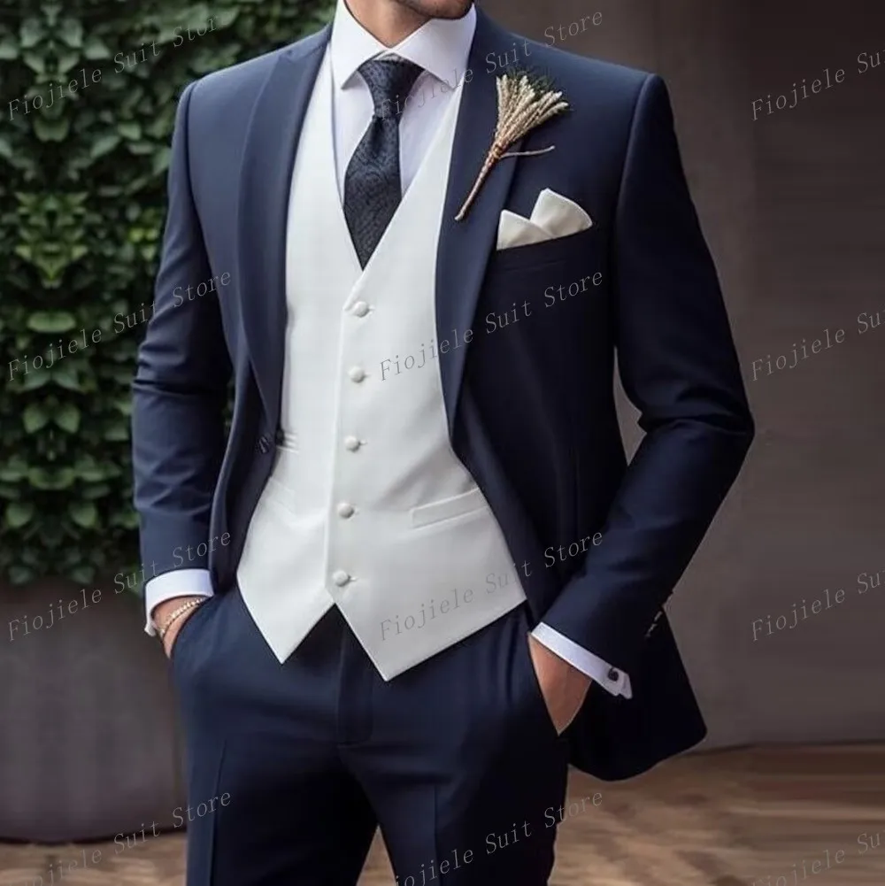 

New Business Party Prom Perform Men Suit Groom Groomsman Wedding Casual Formal Occasion Tuxedos 3 Piece Set Jacket Vest Pants