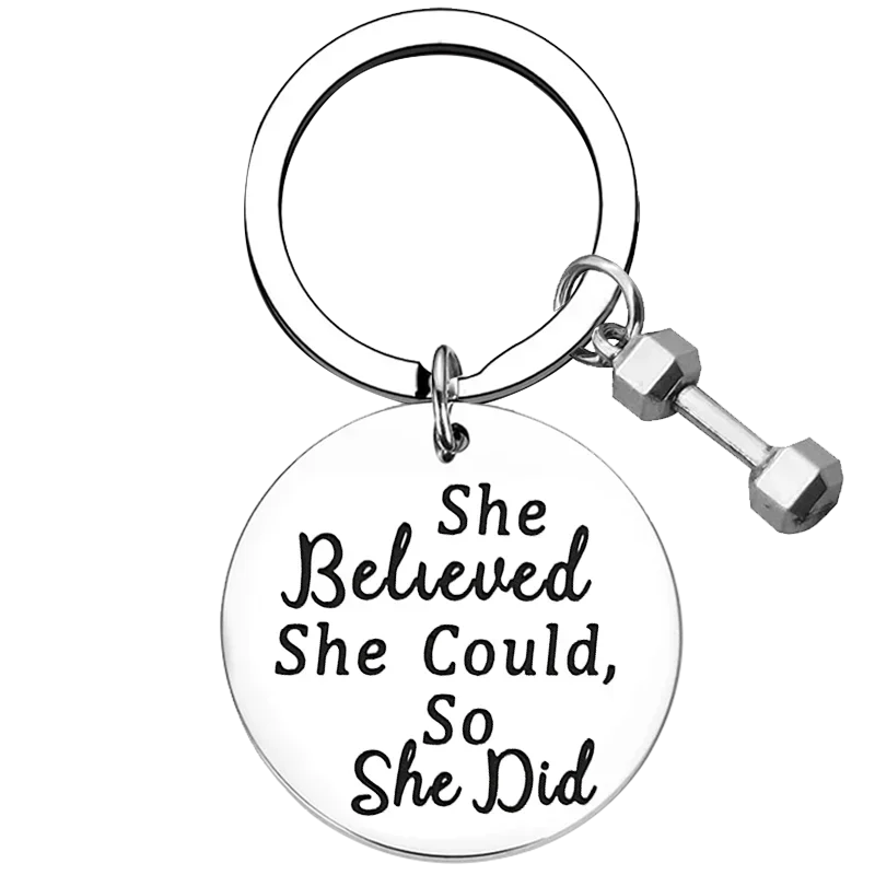 

Bodybuilding Inspirational Gift Fitness Keychain She Believed She Could So She Did Key Rings Gym Jewelry Gift