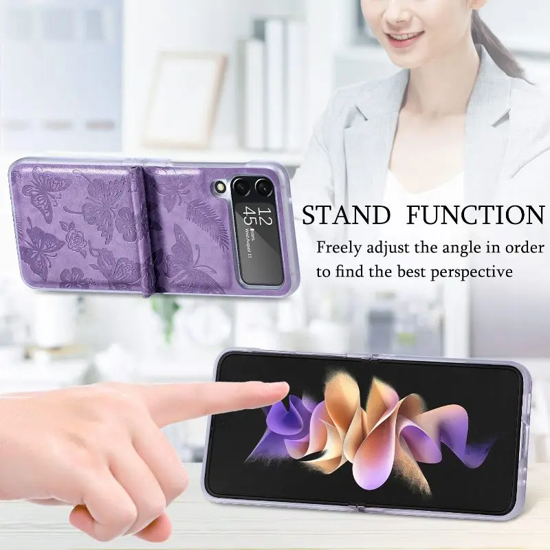 

Embossing Butterfly Phone Case For Samsung Galaxy Z Flip 4 Shockproof Anti-Drop 360° Full Protection Slim Fold Back Cover