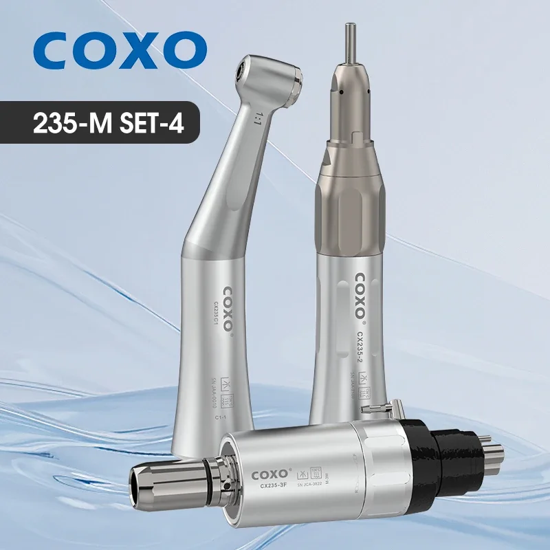 COXO 235-M SET-4 External Water Coolant Dental Handpiece Set - Contra Angle, Air Motor, and Straight Low-Speed Handpieces
COXO 235-M SET-4 External Water Coolant Dental Handpiece Set - Contra Angle, Air Motor, and Straight Low-Speed Handpieces