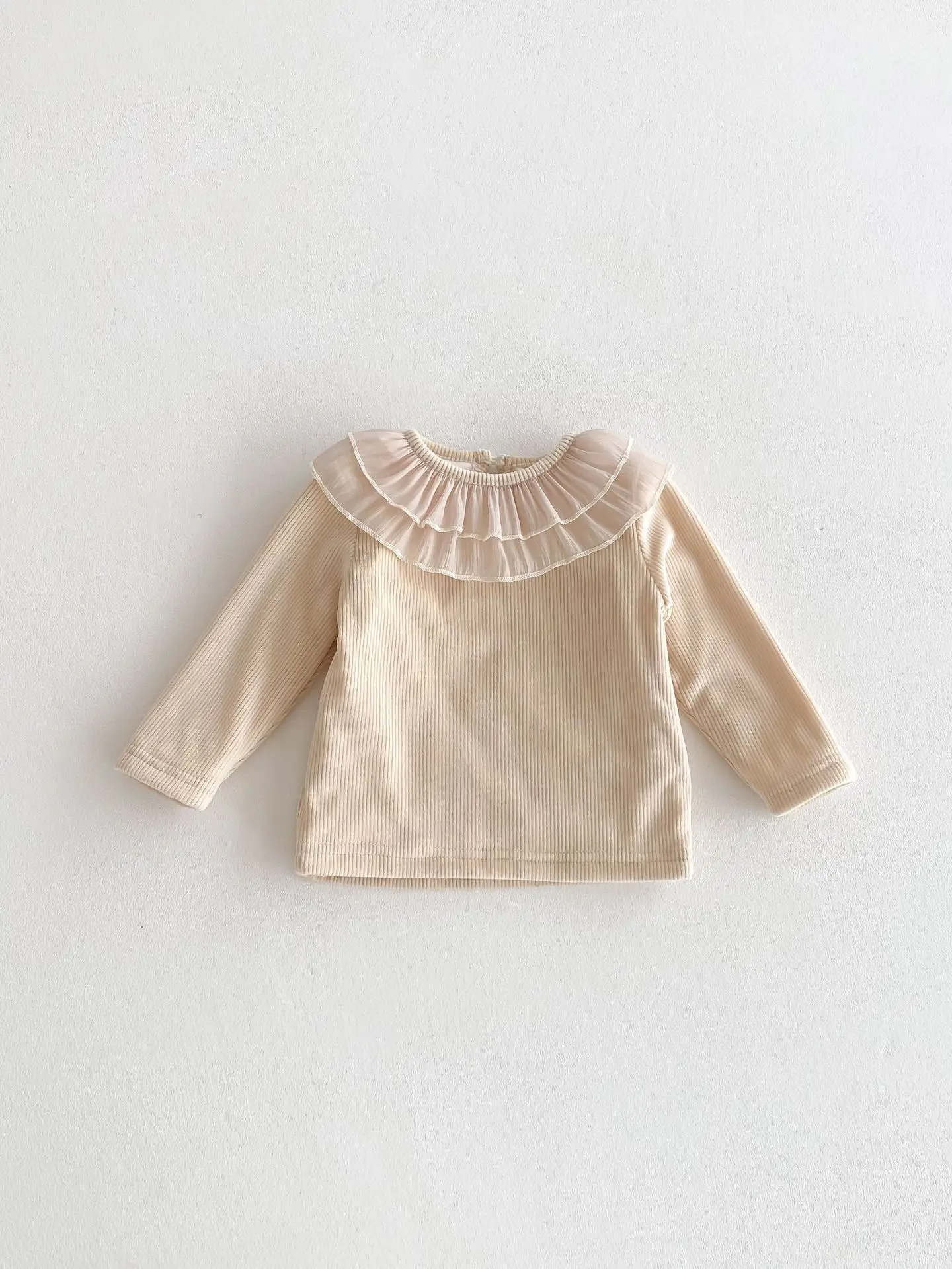 2025 Winter New Baby Girls Ruffle Collar Fleece Tees Infant Solid Bottoming Shirt Toddler Girls Plus Velvet Thick Warm Tops 30 S2c5f1608ce3d436183ba5fb54ffca32eN