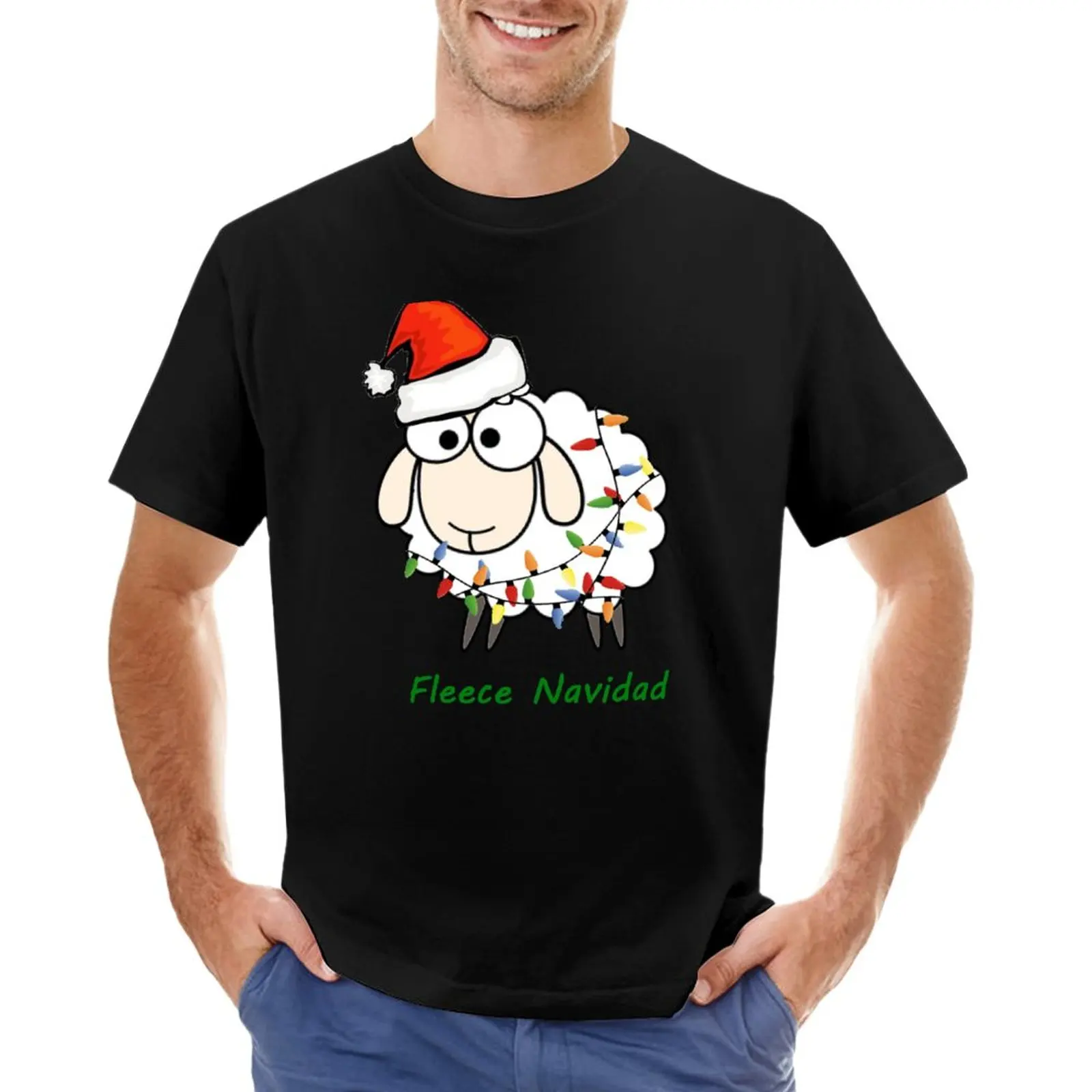 

Fleece Navidad - Christmas Sheep T-Shirt new edition Short sleeve tee animal prinfor boys customs mens champion t shirts