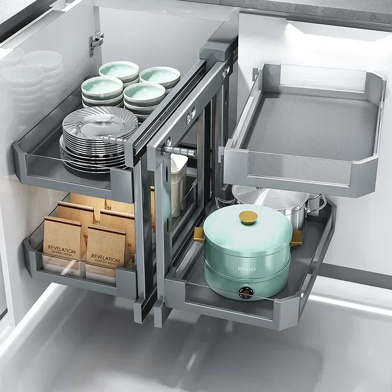Corner Basket Kitchen Cabinet Corner Built-in Seasoning Dish Rack Rotating Full Open Pull out Little Monster House Dish Rack
Corner Basket Kitchen Cabinet Corner Built-in Seasoning Dish Rack Rotating Full Open Pull out Little Monster House Dish Rack