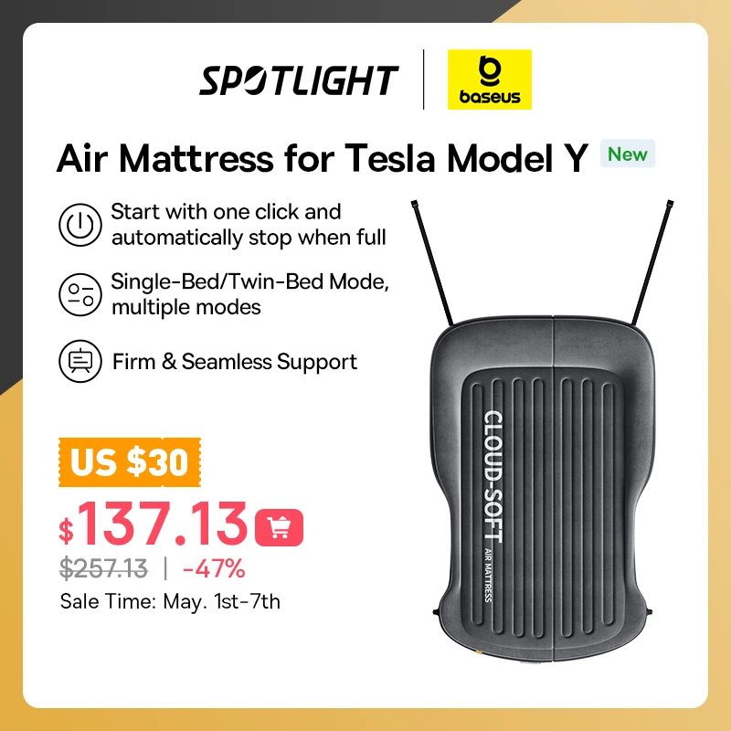 

Baseus For Tesla Model Y Air Matt Car Air Mats Vehicle Mat Folding Camping Mattress Inflatable Travel Bed Outdoor Car Accessory
