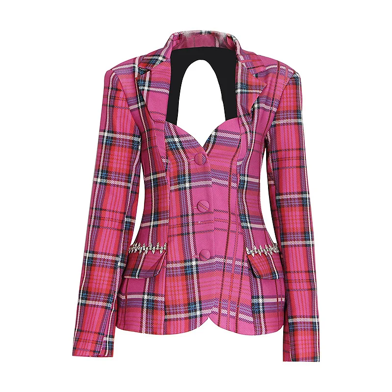 Women's Coat Striped & Solid Color Faux Two-Piece Heart-Shaped Halter Coat with Gemstone Embellishments
Women's Coat Striped & Solid Color Faux Two-Piece Heart-Shaped Halter Coat with Gemstone Embellishments