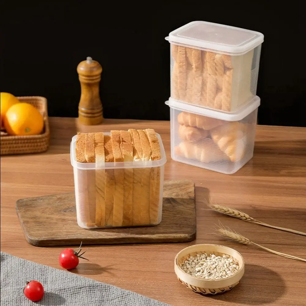 

Dustproof Plastic Visible Fresh Keeping With Lid Reusable Kitchen Accessories Refrigerator Crisper Bread Container Storage Box