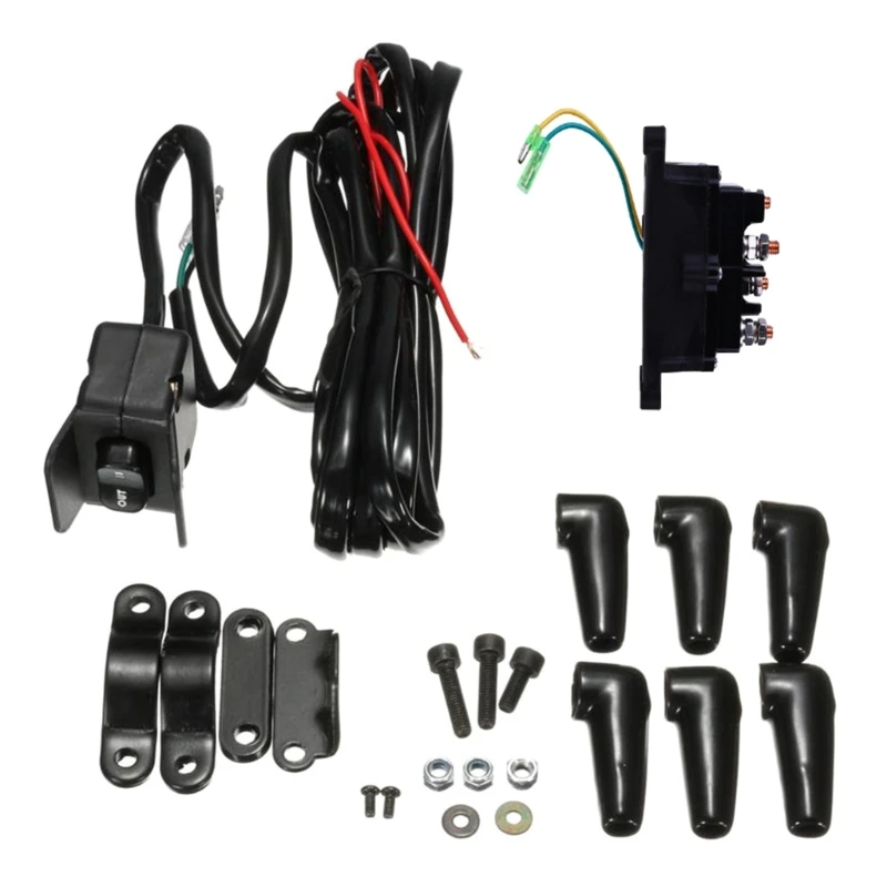 

2024 New Winch Solenoid Relay Contactor Set 12V 6 Protecting Caps Winch Switch Replacement Number 63070 62135 Used for ATV UTV