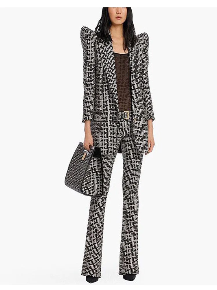 Tesco Lapel Women Pantsuits 2 Piece Set Women Flare Pants Suit Print Plaid Office Uniform Ladies Shrug Blazer conjunto femininos
Tesco Lapel Women Pantsuits 2 Piece Set Women Flare Pants Suit Print Plaid Office Uniform Ladies Shrug Blazer conjunto femininos