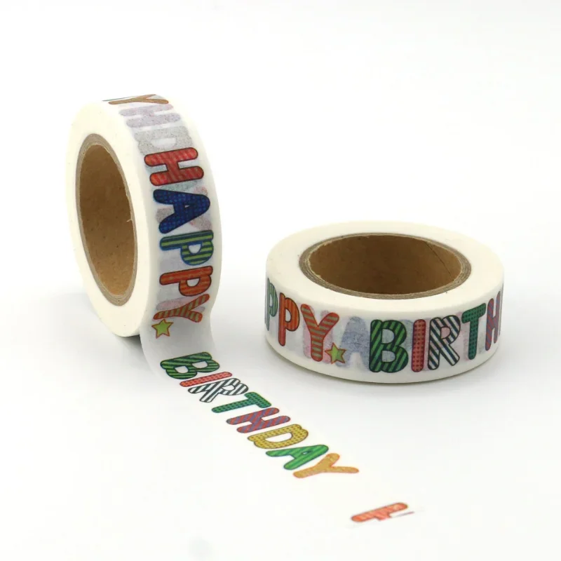 

Happy Birthday Washi Tape, 10M Sticker Tape Roll Crafting Supplies, Birthday Greeting Washi Tape for Birthday Party Decoration