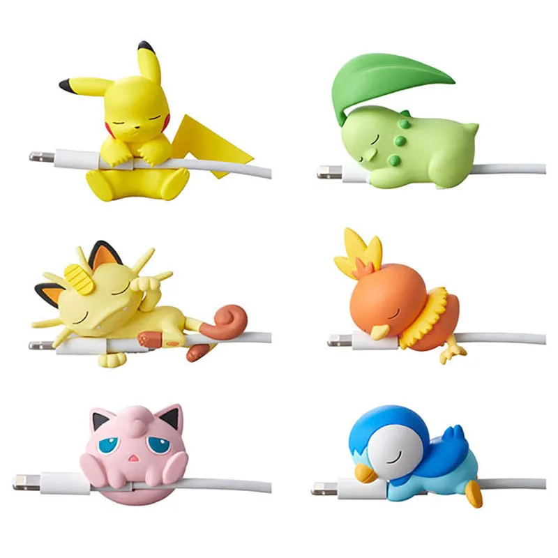 

2023 Pokemon Pikachu Take A Bite Sleep Manual Mobile Phone Data Cable Protective Cover Cartoon Thread Holding and Biting Device