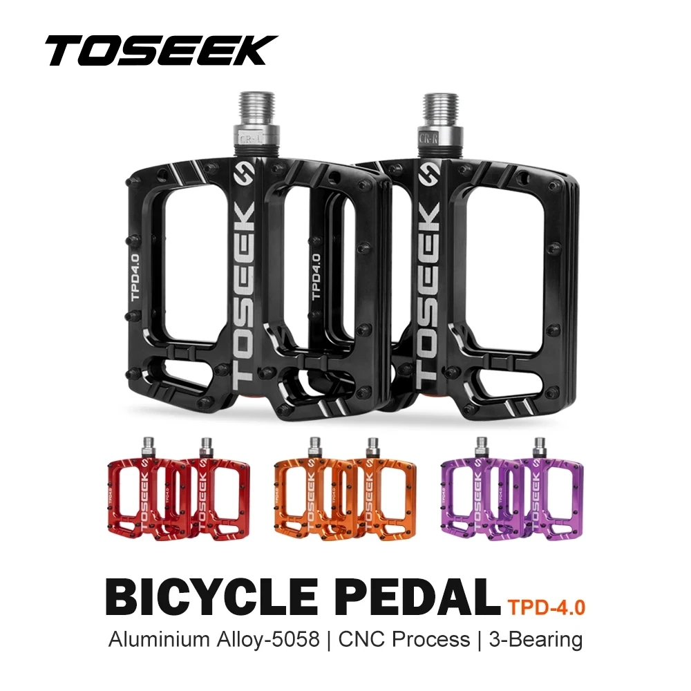 

TOSEEK 4.0 Bicycle Pedal 3 Bearings Bike Pedal Anti-slip Footboard Bearing Quick Release Bike Accessories 485.5g/Pair