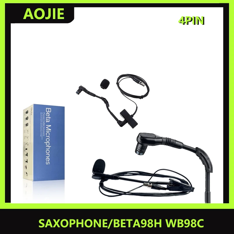 

Aojie saxophone microphone beta98h wb98h/c professional 4-pin interface instrument microphone, top condenser saxophone pickup