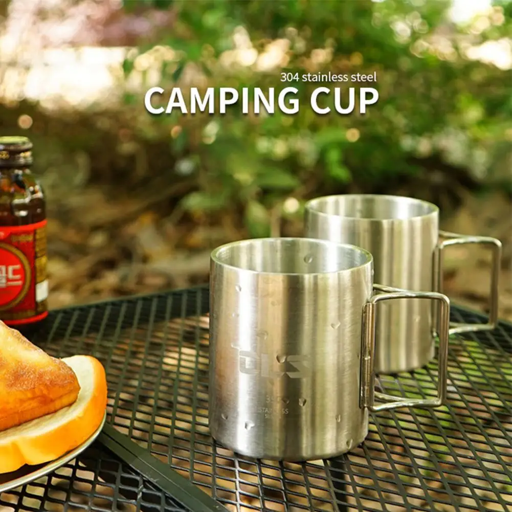 350ml Outdoor Camping Cup With Folding Handle 304 Stainless Steel Double Wall Water Mug Insulated Coffee Cup
350ml Outdoor Camping Cup With Folding Handle 304 Stainless Steel Double Wall Water Mug Insulated Coffee Cup