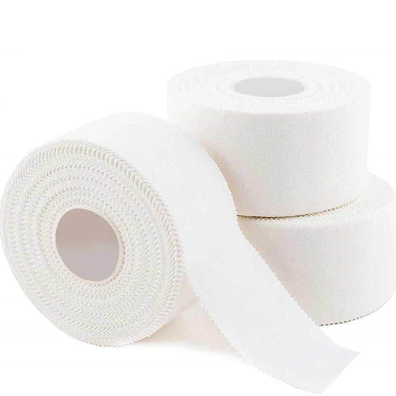 

10 Pack Athletic Tape in White Cotton Sport Tape Adhesive Elastic Bandage Knee Wrist Ankles Muscle Support- Easy Tearing