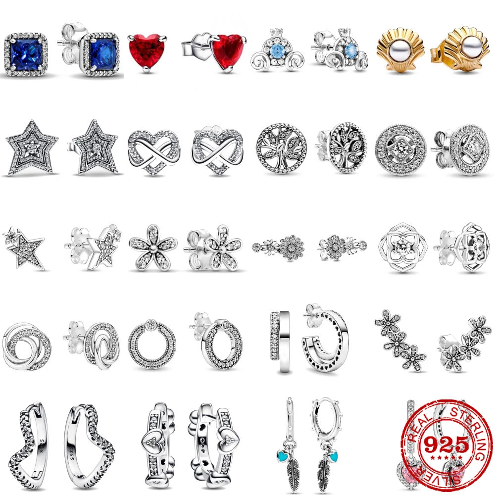 

New 925 Silver Women Hoop Earrings Fashion Pendientes Gift For Female Girl Sparkling Pave CZ U Heart Shape Infinite Love Earrin