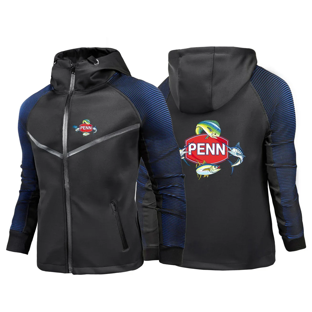 

New Penn Fishing Reel Print Racing Suit Men Zip Jacket Long Sleeve Hoodie Casual Motorcycle Waterproof Comfortable Man Clothing