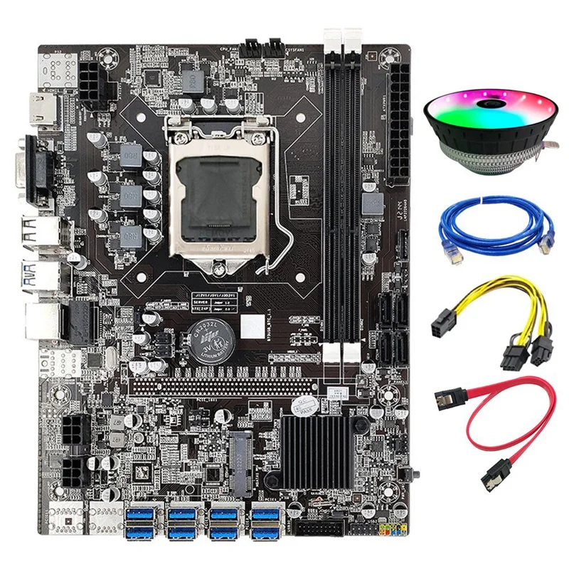 Материнская плата B75 для майнинга 8GPU USB к PCIE 6Pin к двойному 8Pin кабелю + SATA кабель + охлаждающий вентилятор + сетевой кабель RJ45 LGA1155 Майнер
Материнская плата B75 для майнинга 8GPU USB к PCIE 6Pin к двойному 8Pin кабелю + SATA кабель + охлаждающий вентилятор + сетевой кабель RJ45 LGA1155 Майнер