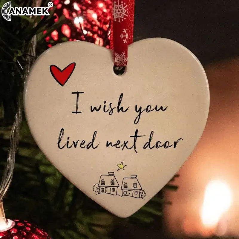 Love Heart Ornament I Wish You Lived Next Door Red Rope Double-sided Print Acrylic Home Decor Hanging Valentines Day Pendant
Love Heart Ornament I Wish You Lived Next Door Red Rope Double-sided Print Acrylic Home Decor Hanging Valentines Day Pendant