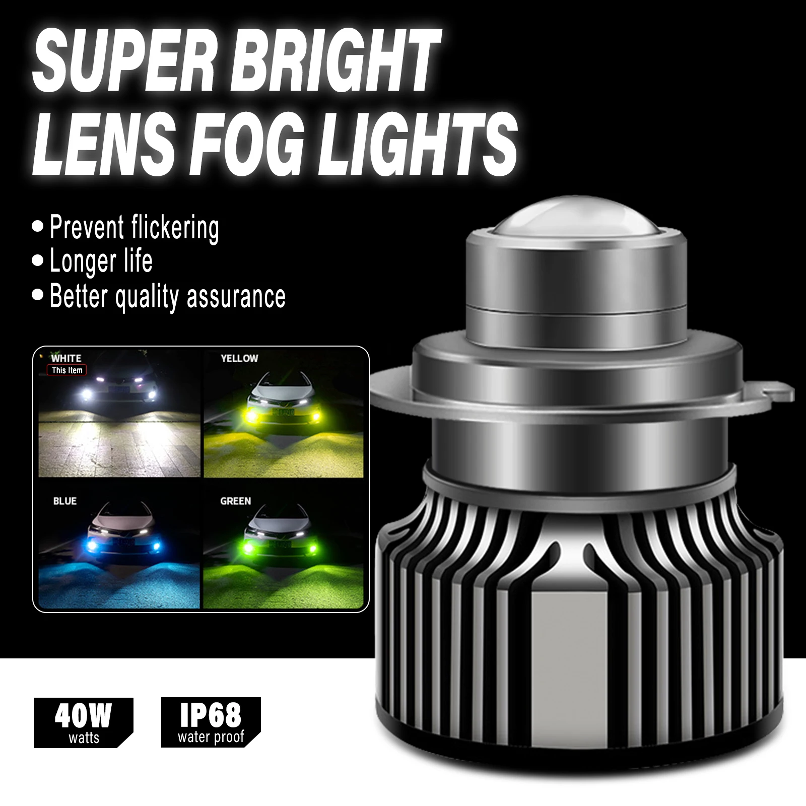 

40W H7 Bi LED Fog Light Lens Projector 9005 9006 HB3 HB4 H8 H9 H11 3000K 6000K 8000K Green Lemon Car Lamp LED Headlight Bulbs