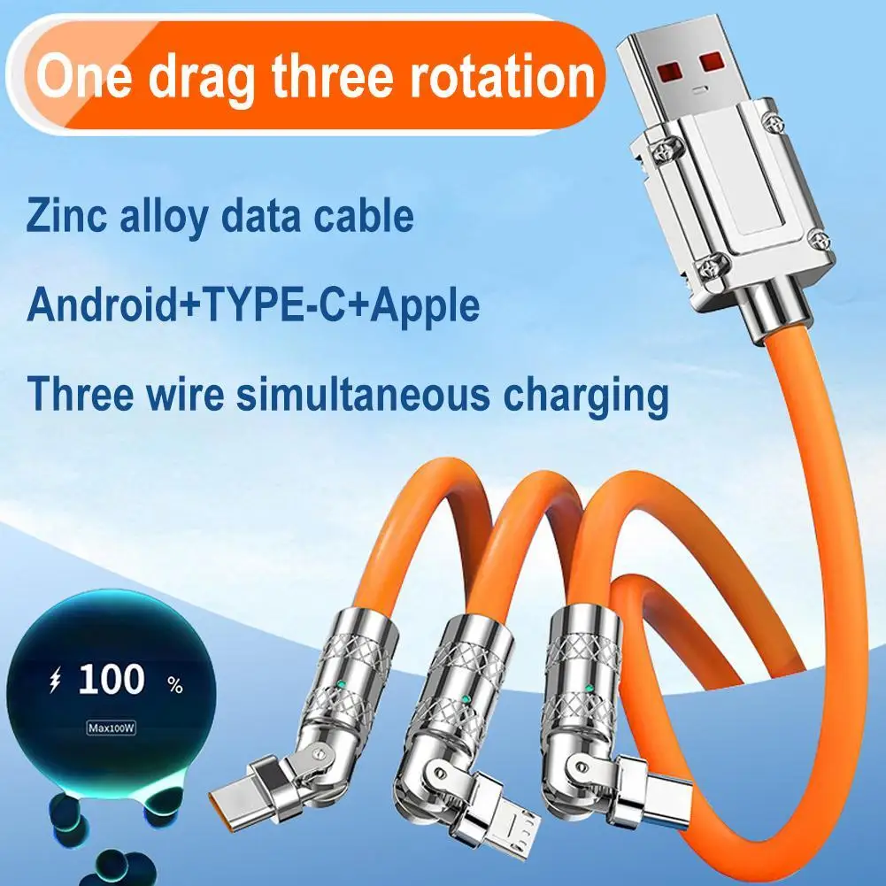 Зарядный кабель 3 в 1 из жидкого силикона, 120 Вт, 6 А, Micro USB Type-C, вращающийся на 90 ° Дата-кабель из цинкового сплава для IPhone, Samsung
Зарядный кабель 3 в 1 из жидкого силикона, 120 Вт, 6 А, Micro USB Type-C, вращающийся на 90 ° Дата-кабель из цинкового сплава для IPhone, Samsung