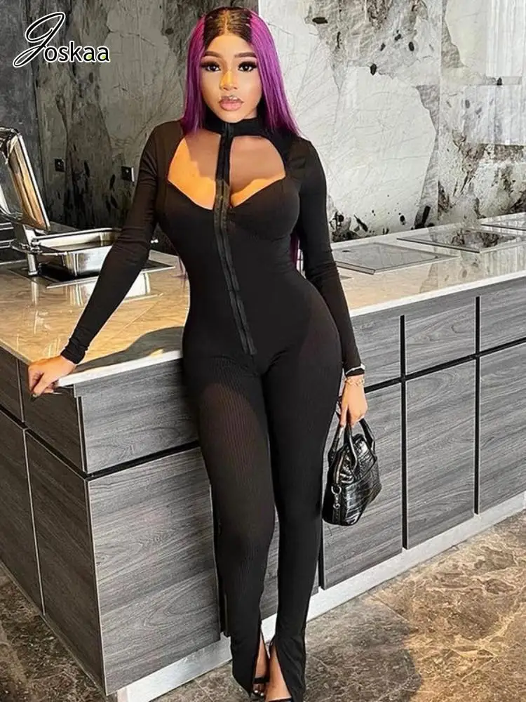 Joskaa Ribbed Solid Long Sleeve Zip Up Hollow Out Bodycon Jumpsuit Women Sexy One Piece Outfits 2023 Fashion Overalls Streetwear
Joskaa Ribbed Solid Long Sleeve Zip Up Hollow Out Bodycon Jumpsuit Women Sexy One Piece Outfits 2023 Fashion Overalls Streetwear
