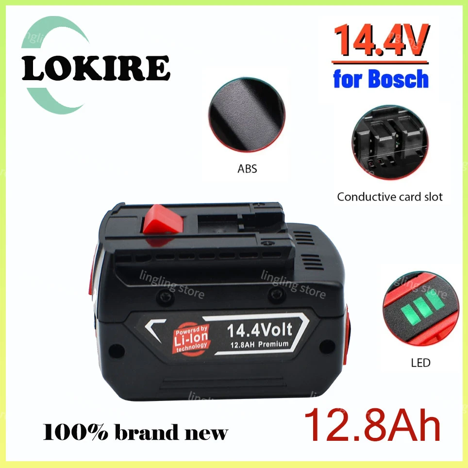 

For BOSCH 14.4V 12800mah Rechargeable Li-ion Battery Cell Pack for BOSCH Cordless Electric Drill Screwdriver BAT607G BAT614G