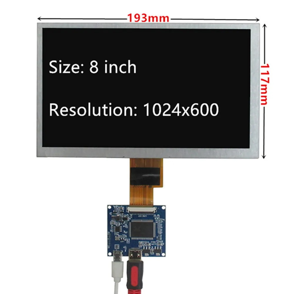 

8 Inch 1024*600 LCD Screen Display And Driver Control Board Mini HDMI-Compatible For DIY Lattepanda,Raspberry Pi PC Monitor