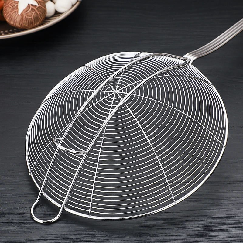 

Long Kitchen Stainless Steel Frying Spider Strainer Large Oil Colander Ladle Scoop Fryer Slotted Big Spoon Skimmer Cooking Sieve