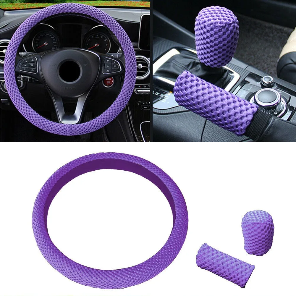 3PCS Car Steering Wheel + Handbrake Sleeve Cover + Gear Shift Cover Purple Interior Accessories Breathable And Sweat-absorbing
3PCS Car Steering Wheel + Handbrake Sleeve Cover + Gear Shift Cover Purple Interior Accessories Breathable And Sweat-absorbing