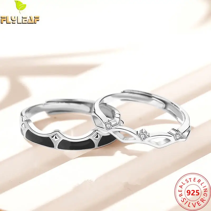 

Real 925 Sterling Silver Jewelry Zircon Princess Knight Couple Ring Original Design Platinum Plating Romantic Valentine's Day